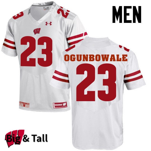 Wisconsin Badgers Men's #23 Dare Ogunbowale NCAA Under Armour Authentic White Big & Tall College Stitched Football Jersey OJ40B18ZU